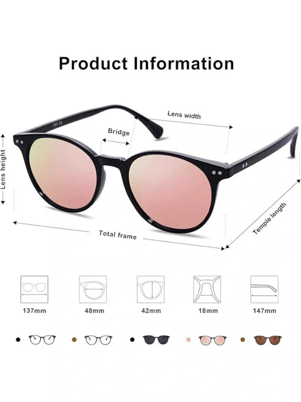 Pair of 2 SOJOS Small Round Classic Polarized Sunglasses for Women UV400 Lens